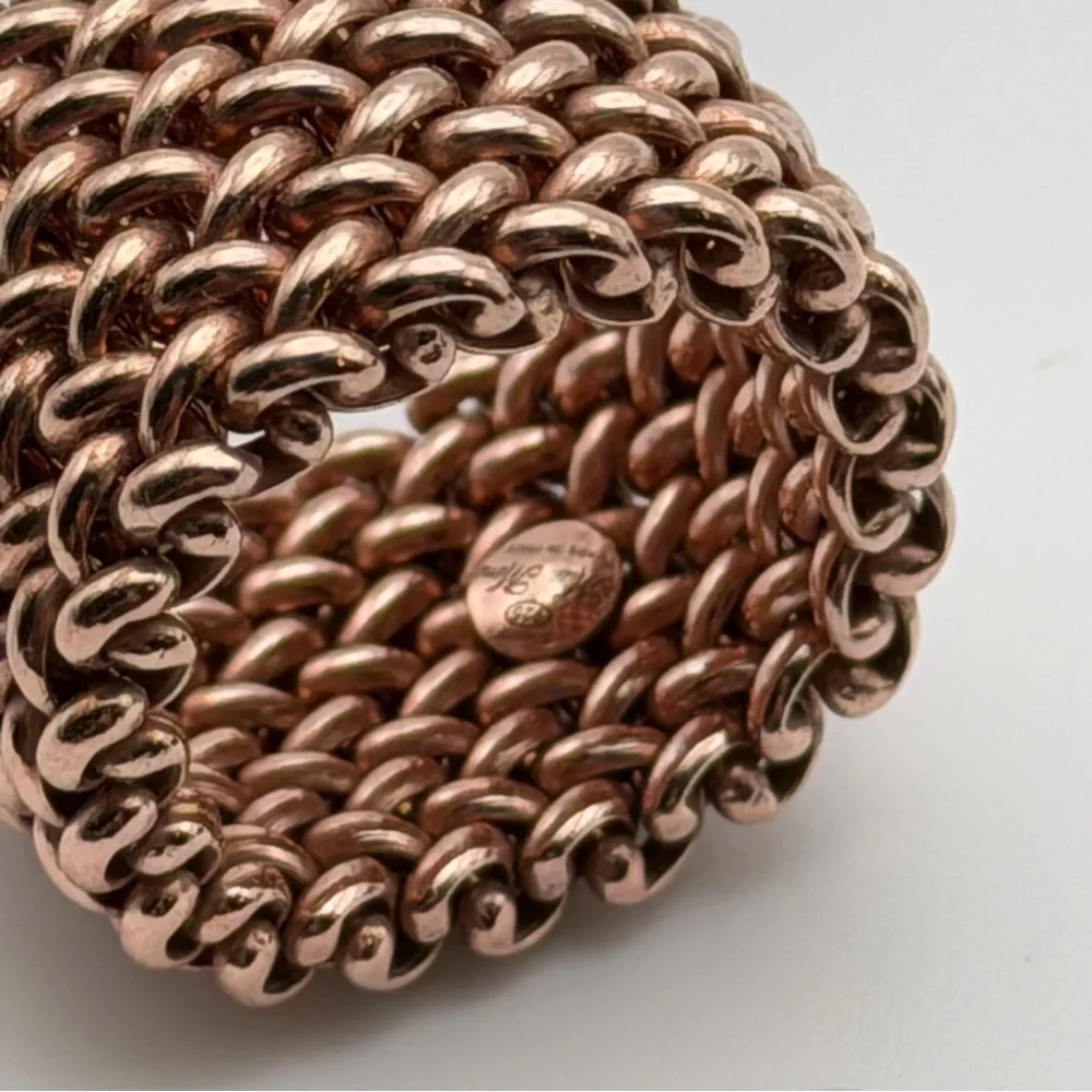 MISS MIMI BEADED MESH RING – 18K ROSE GOLD PLATED - Picture 2 of 5